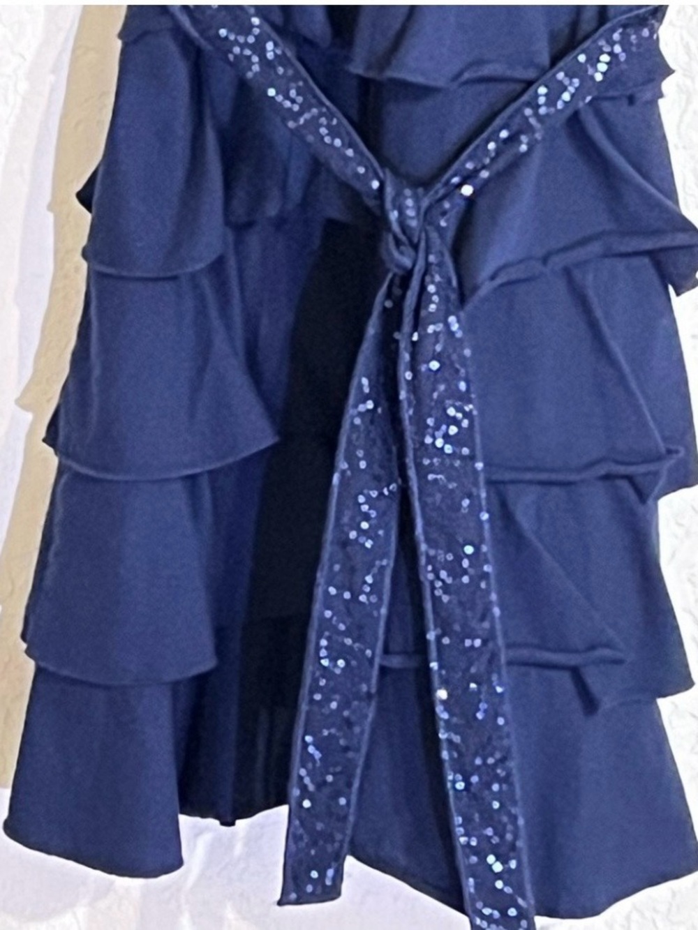 NWT The Children's Place Girls Navy Blue Sequin Belt Tiered
Ruffle Dress L 10/12 - Picture 7 of 11